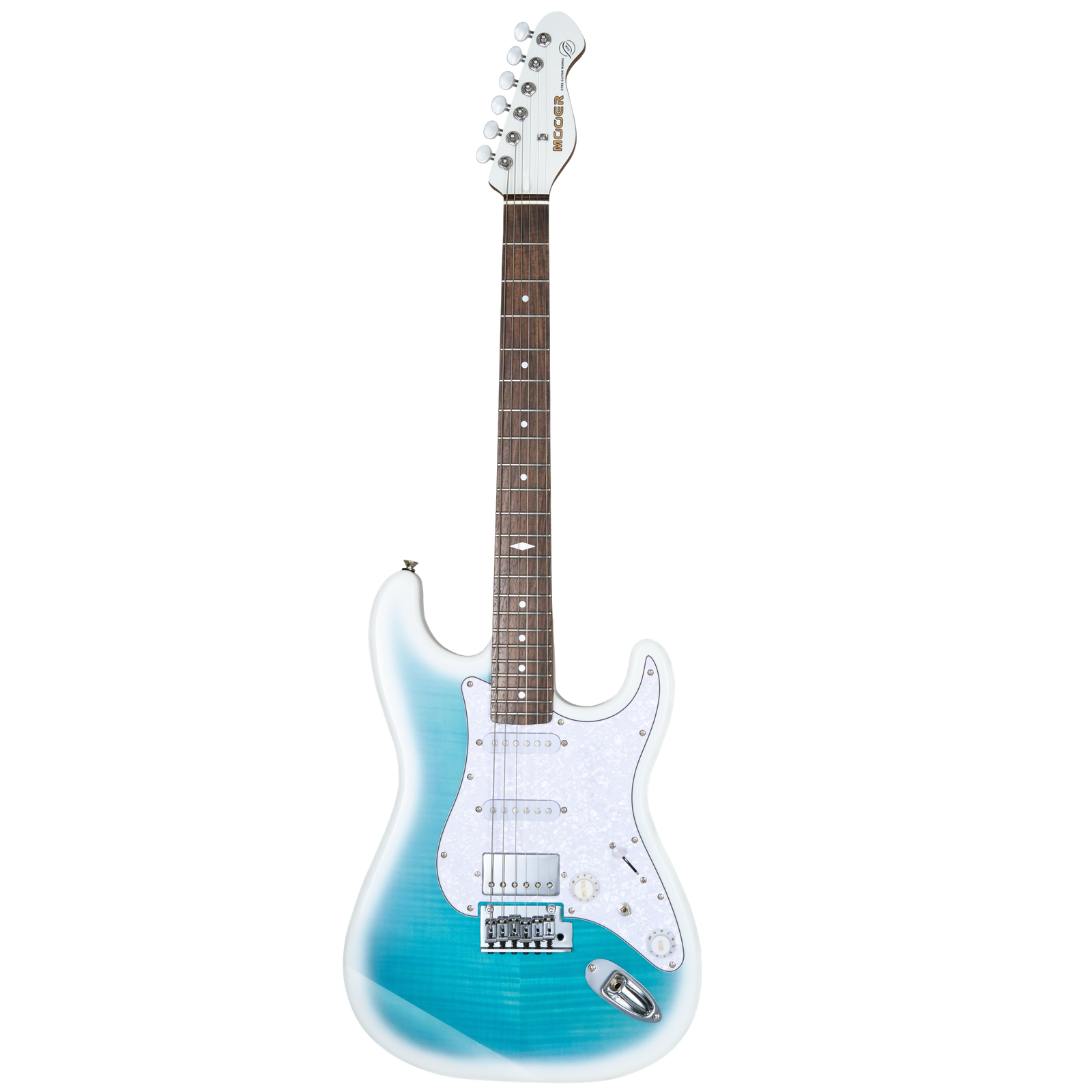 Mooer MSC41 Pro Electric Guitar Dreamy Blue with Flame Maple Top and Roasted Maple Neck