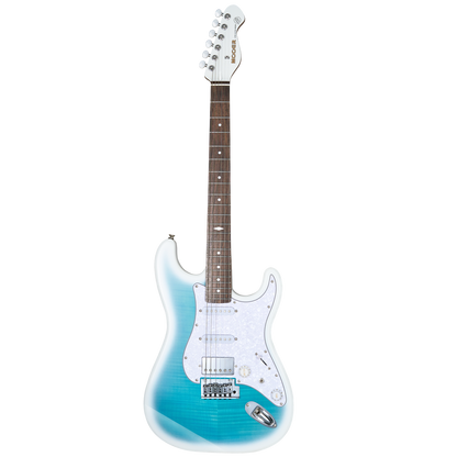 Mooer MSC41 Pro Electric Guitar Dreamy Blue with Flame Maple Top and Roasted Maple Neck