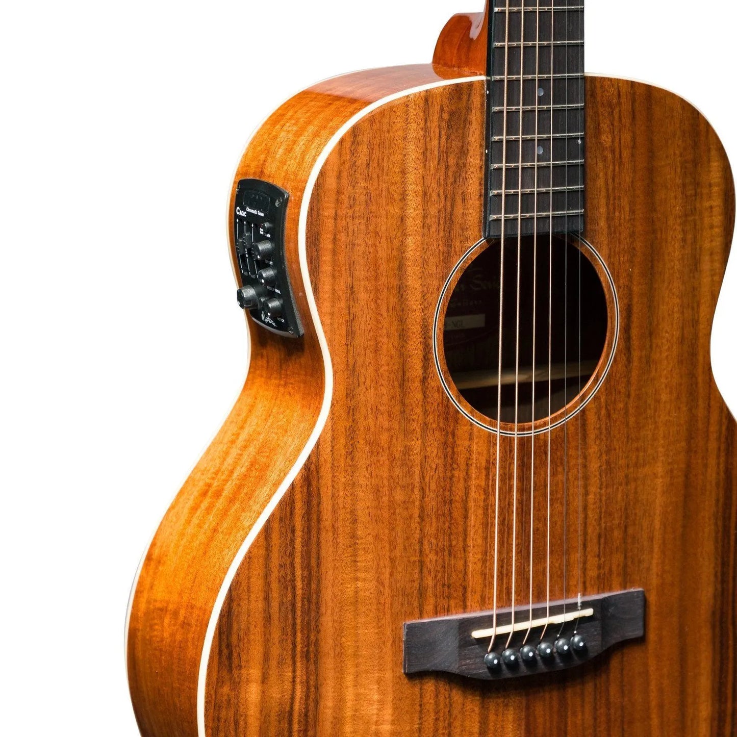 Martinez Southern Star Series Koa Solid Top Acoustic-Electric TS-Mini Guitar Natural Gloss MTT-8-NGL with Hardcase — view 6