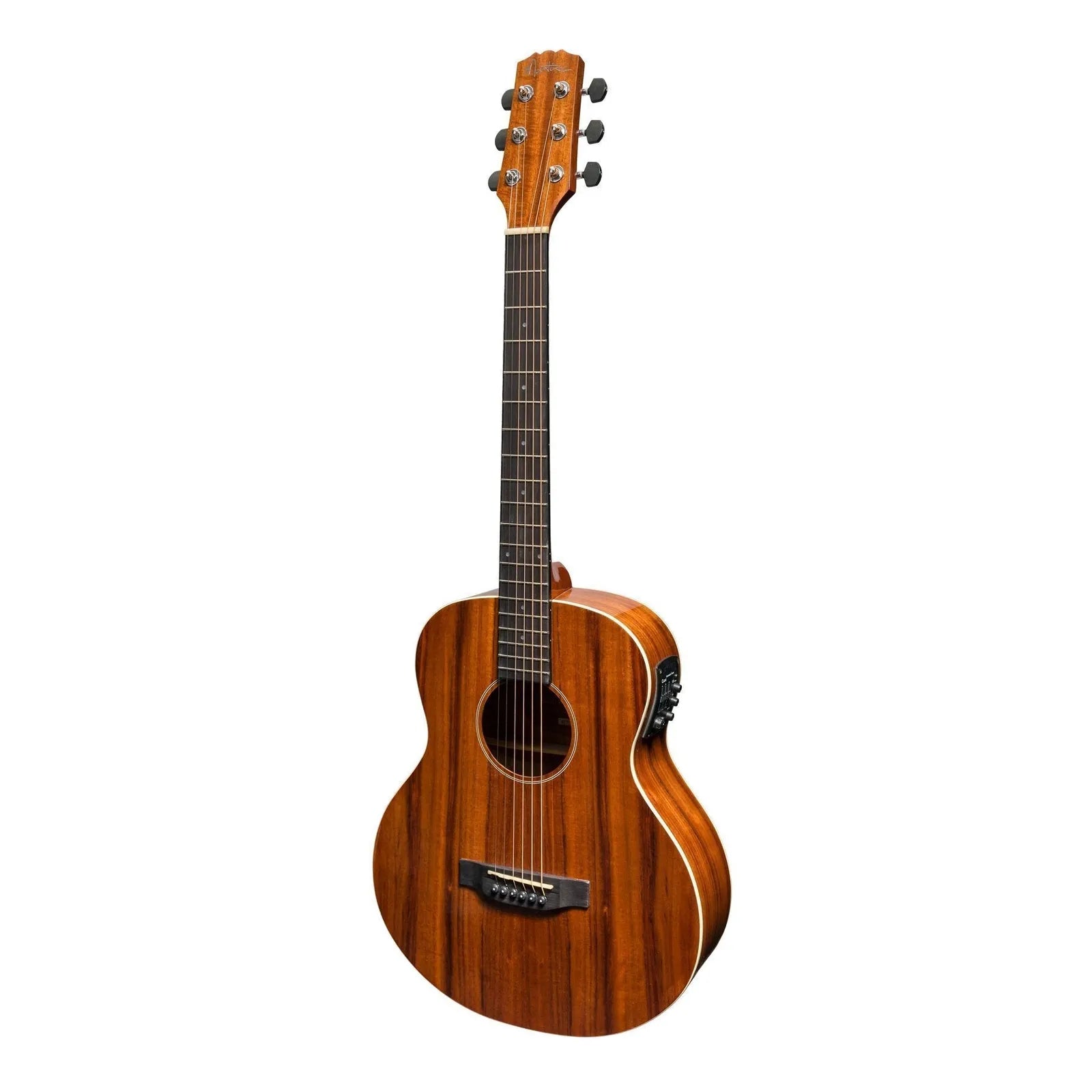 Martinez Southern Star Series Left Handed Koa Solid Top Acoustic-Electric TS-Mini Guitar Natural Gloss with Hardcase