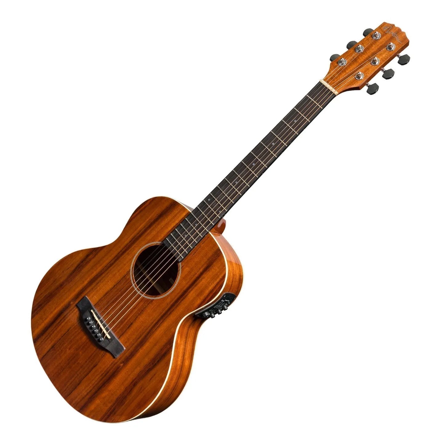 Martinez Southern Star Series Left Handed Koa Solid Top Acoustic-Electric TS-Mini Guitar Natural Gloss with Hardcase — view 3
