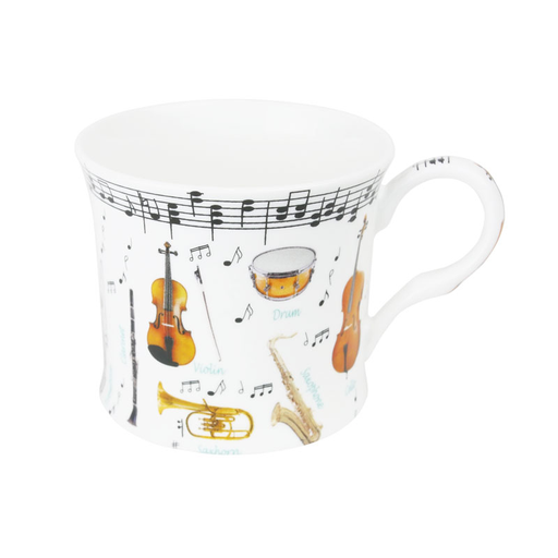 Fine Bone China Music Mug with Orchestral Instruments and Names, Boxed, Symphony Model