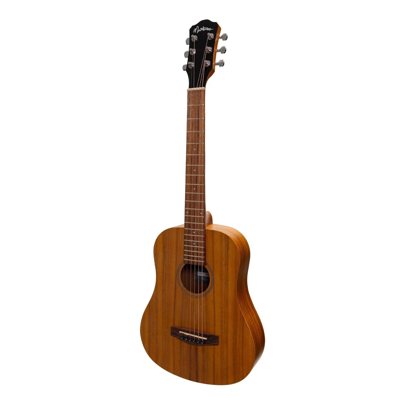 Martinez MZ-BT2L-KOA Left Handed Acoustic Babe Traveller Guitar - Koa, 6 Strings, Natural Finish, Compact Dreadnought Shape