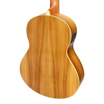 Martinez MZ-LM2T-JTK 'Little-Mini' Acoustic Folk Guitar with Built-In Tuner - Natural Jati-Teakwood, 6 Strings, Gig Bag Included — view 5