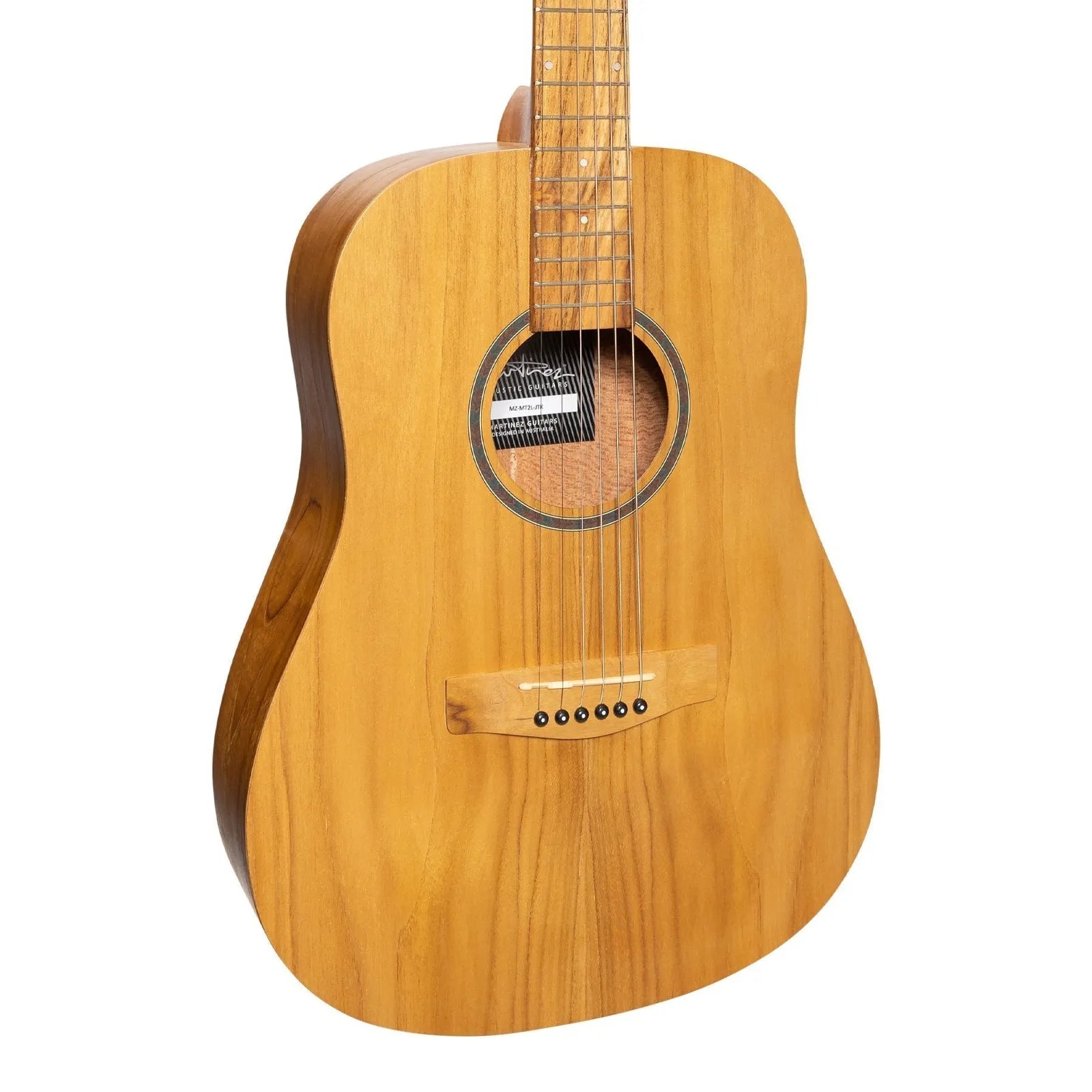 Martinez MZ-MT2L-JTK Left Handed Acoustic Middy Traveller Guitar - Jati-Teakwood — view 4