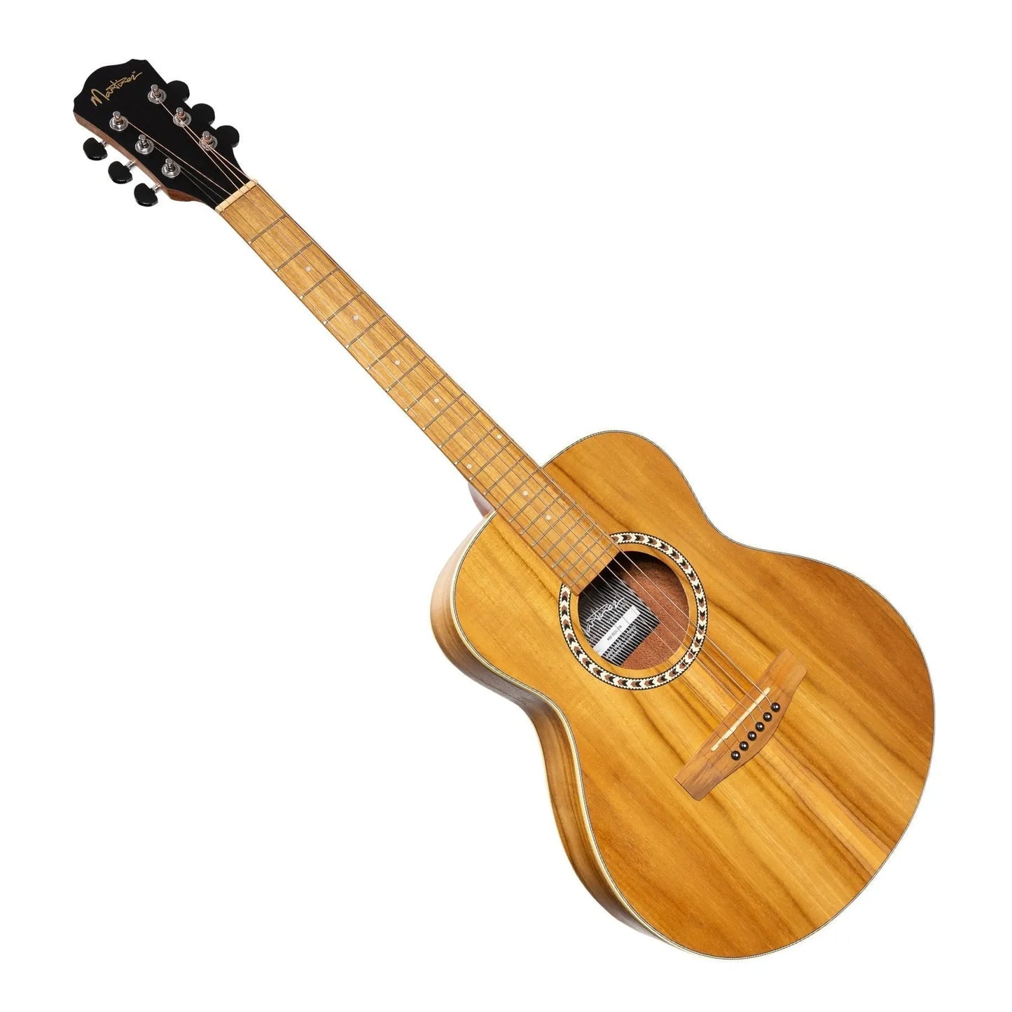 Martinez MZ-SS2L-JTK Left Handed Acoustic Short Scale Guitar, Mini Body, Jati-Teakwood, 23.5" Scale, 6 Strings, Natural Finish — view 3