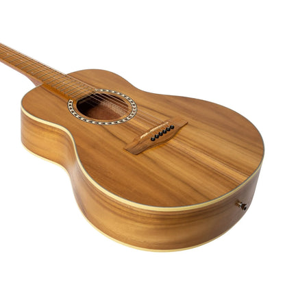 Martinez MZ-SS2L-JTK Left Handed Acoustic Short Scale Guitar, Mini Body, Jati-Teakwood, 23.5" Scale, 6 Strings, Natural Finish — view 6