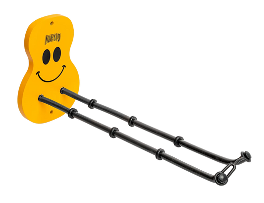 Mahalo Smiley Multi Ukulele Hanger - Yellow with Rubber Padded Arms
