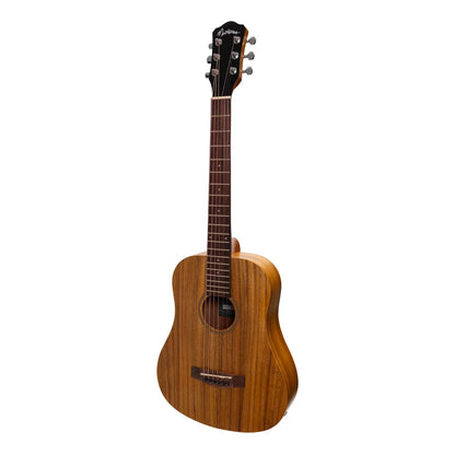 Martinez MZPT-BT2-KOA Acoustic-Electric Babe Traveller Guitar with Built-In Tuner - Natural Finish, 6 Strings, Compact Dreadnought Shape