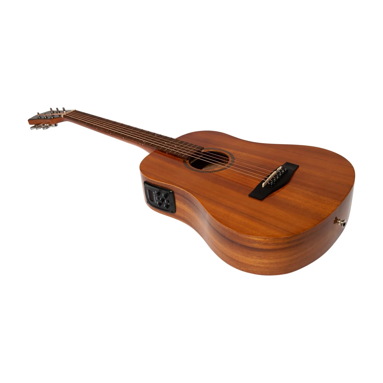 Martinez MZPT-BT2G-KOA Acoustic-Electric Gloss Traveller Guitar with Built-In Tuner, Natural Finish — view 3