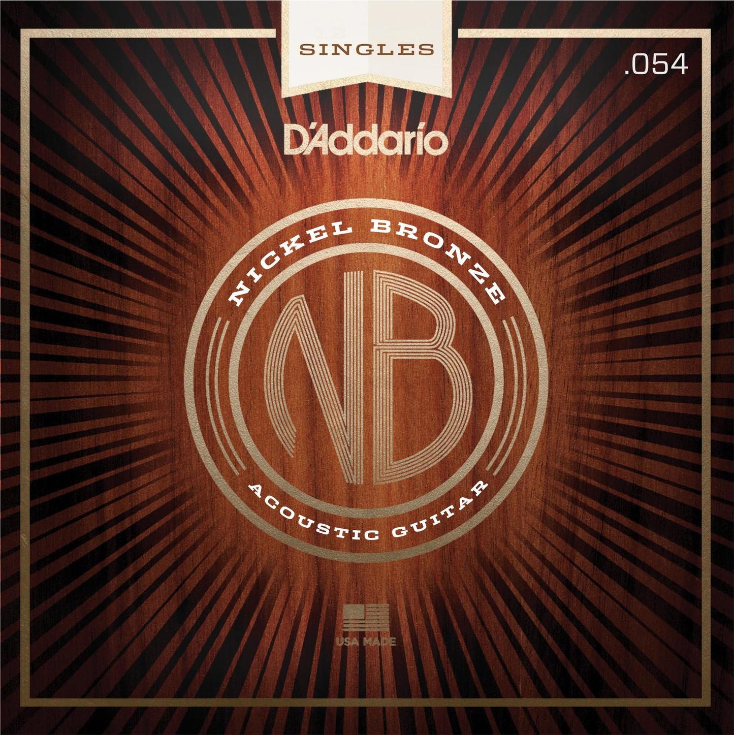 D'Addario NB054 Nickel Bronze Wound Acoustic Guitar Single String, .054
