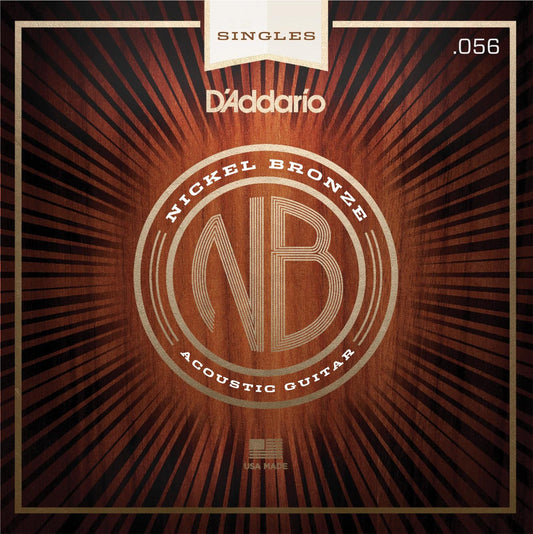 D'Addario NB056 Nickel Bronze Wound Acoustic Guitar Single String, .056