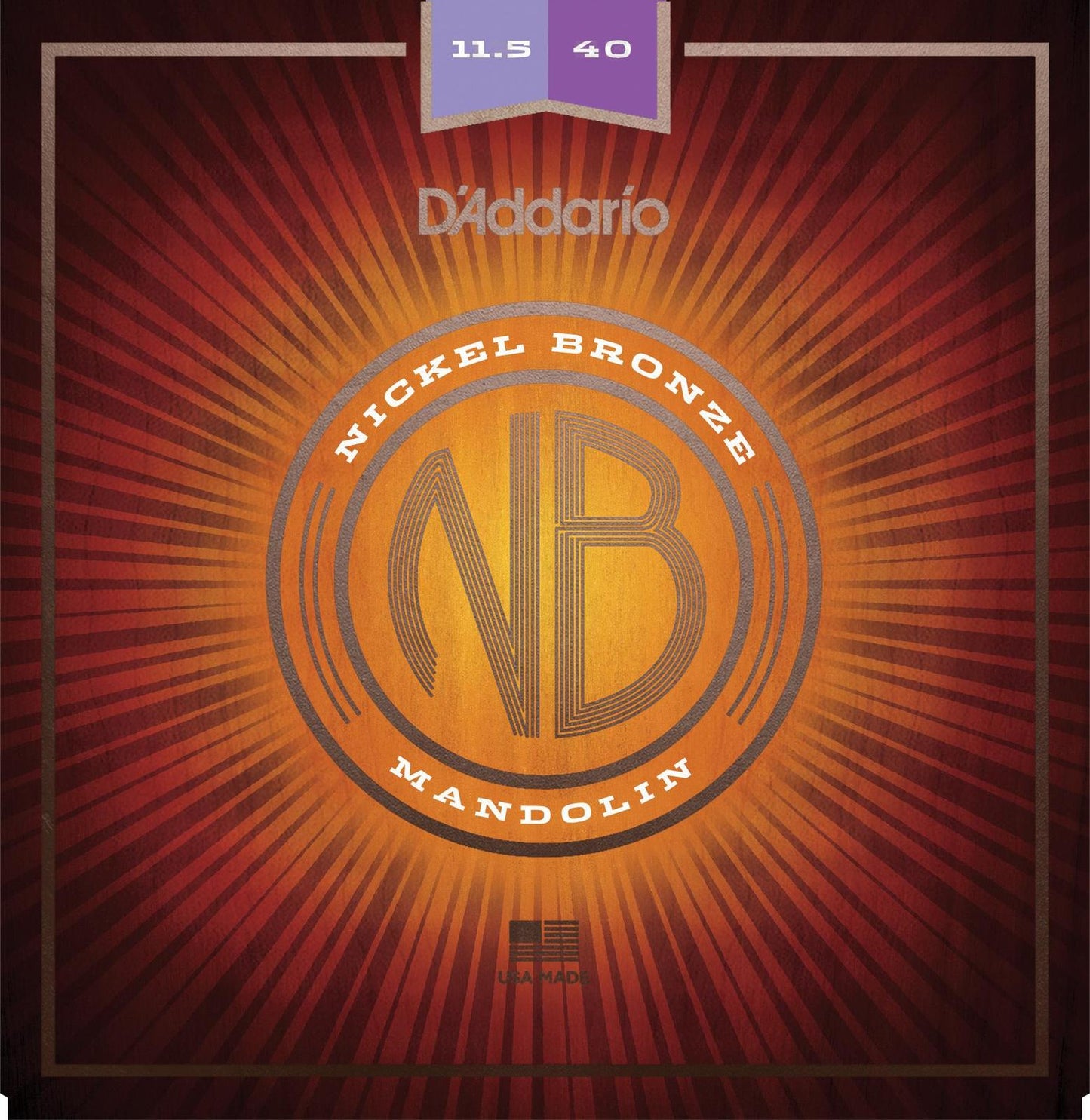 D'Addario NBM11540 Nickel Bronze Mandolin Set, Custom Medium, 11.5-40