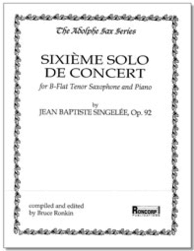 Solo De Concert No 6 Op 92 Tenor Saxophone/Piano Ed Ronkin Book