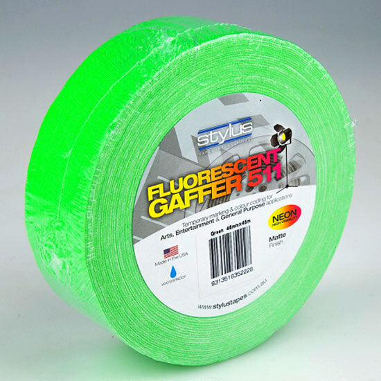 Nashua 511 Matte Neon Green Gaffer Tape, 2" Wide, 45m Length, Waterproof, for Arts & Entertainment