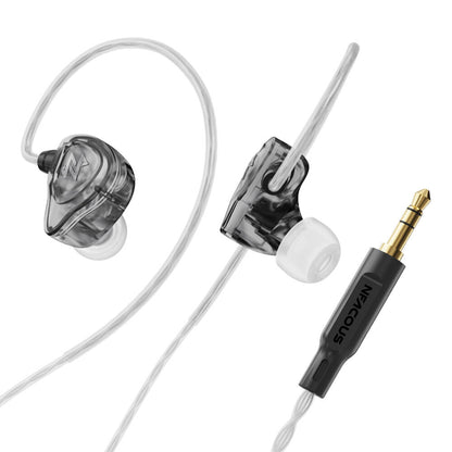 NF ACOUS NM10 In-Ear Monitor Earphones Grey with 8mm Dual Magnetic Driver, 3.5mm connector, silicone tips, oxygen free cable
