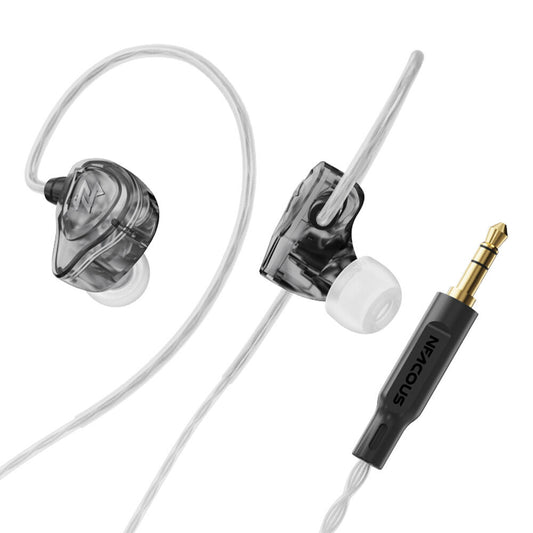NF ACOUS NM10 In-Ear Monitor Earphones Grey with 8mm Dual Magnetic Driver, 3.5mm connector, silicone tips, oxygen free cable