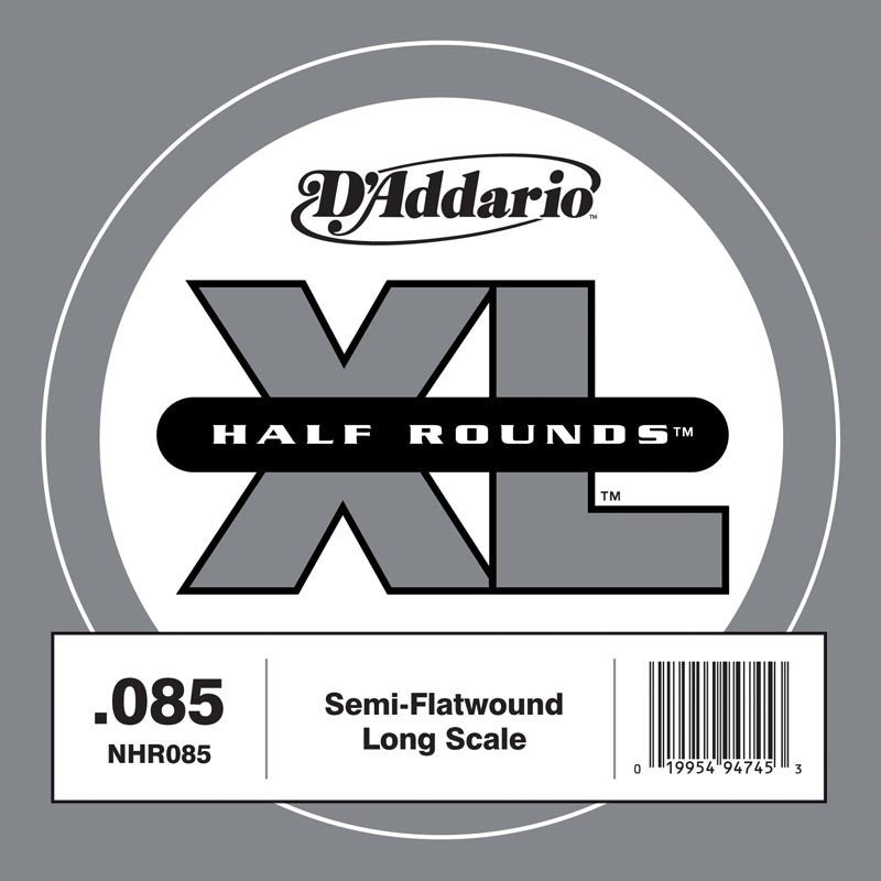 D'Addario NHR085 Half Round Bass Guitar Single String, Long Scale, .085