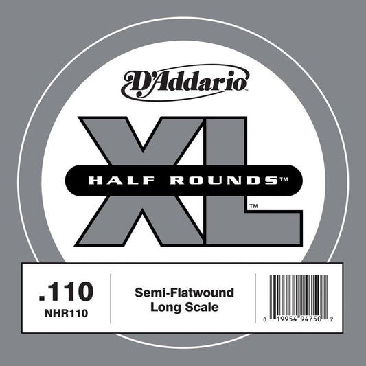 D'Addario NHR110 Half Round Bass Guitar Single String, Long Scale, .110