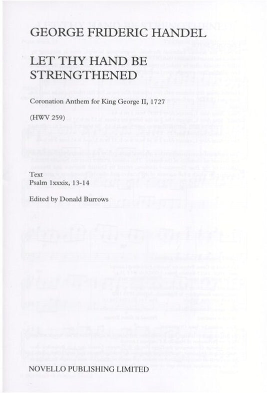 Handel Let Thy Hand Be Strengthened SATB