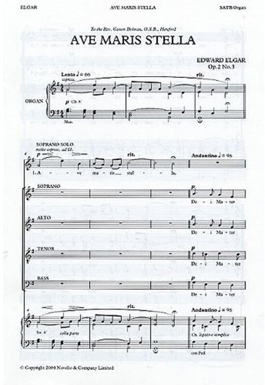 Elgar Ave Maris Stella Op 2 No.3 SATB/Or