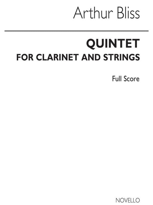 Bliss Clarinet Quintet Study Score Book