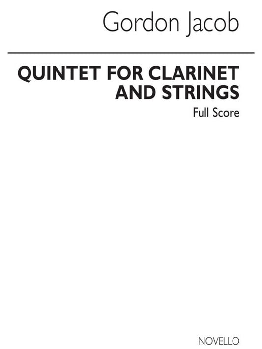 Jacob Quintet Clarinet And Strings Score (Softcover Book)