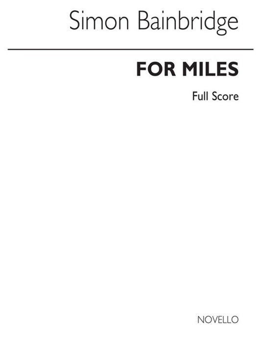 Bainbridge For Miles Score Only