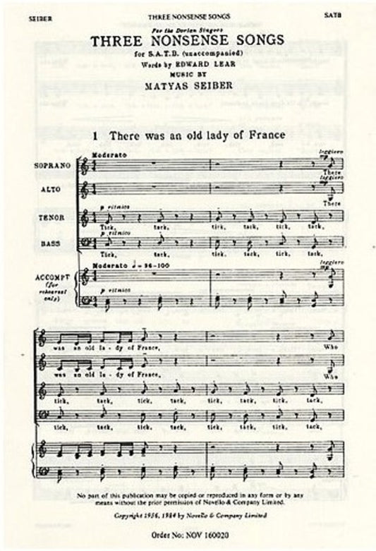 Seiber 3 Nonsense Songs SATB