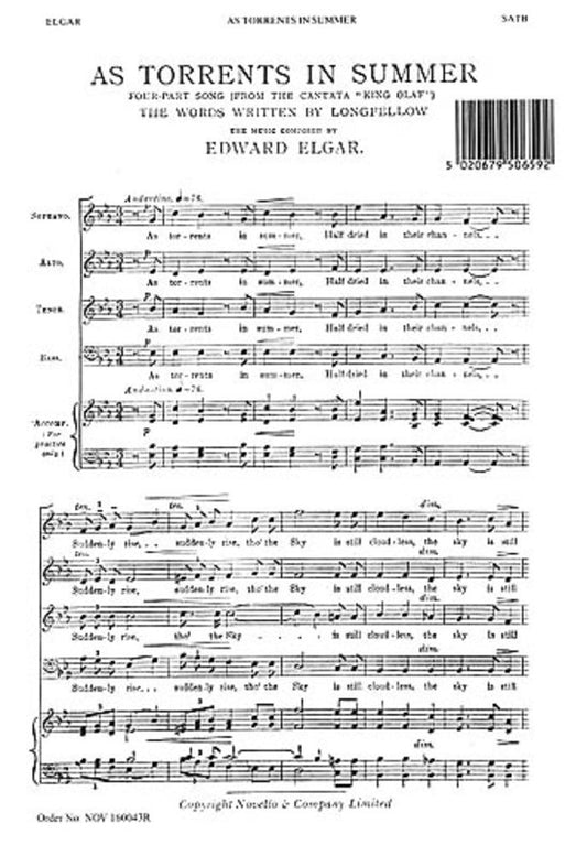 Elgar As Torrents In Summer SATB Book