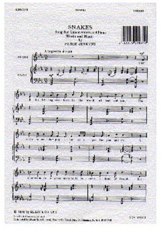 Jenkyns Snakes Unison Vocal Score for Voice and Piano by Peter Jenkyns