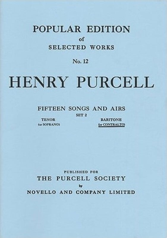 Purcell 15 Songs And Airs 2 Low Voice (Softcover Book)
