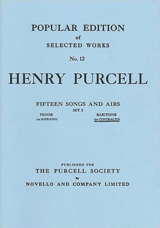 Purcell 15 Songs And Airs 2 Low Voice (Softcover Book)
