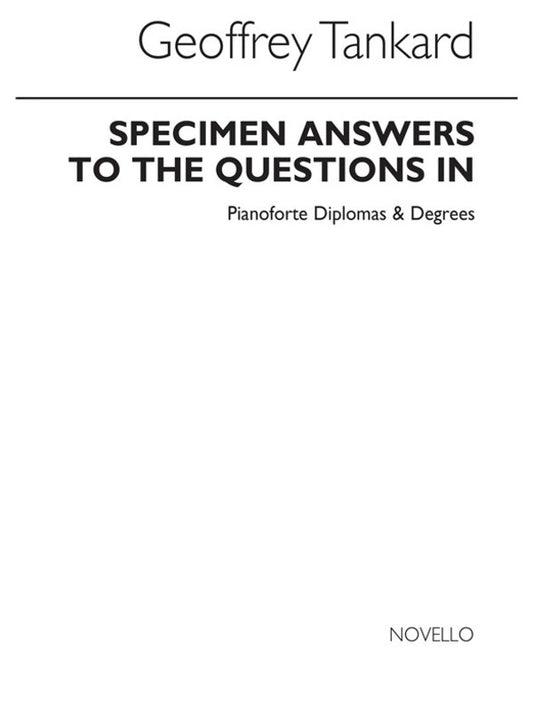 Tankard Specimen Answers Piano Degrees(Arc (Softcover Book)