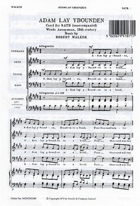 Walker Adam Lay Ybounden SATB