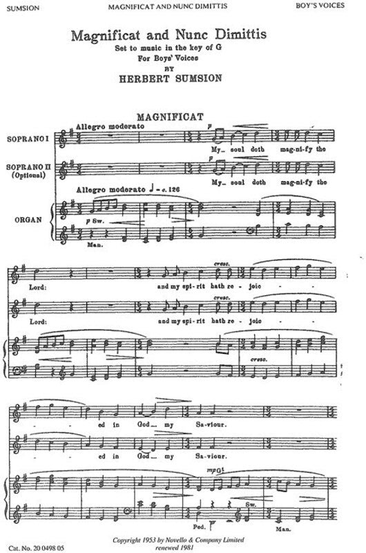 Sumsion Magnificat/Nunc Single Sheets
