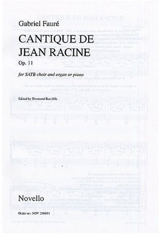 Faure Cantique De Jean Racine Op 11 SATB (Octavo) Book