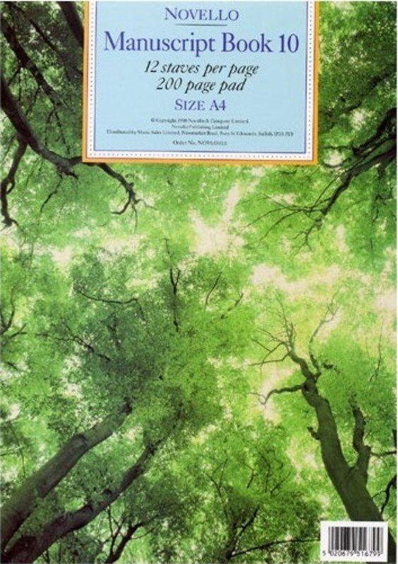Novello Manuscript Book 10 A4 Pad 200 Pages 12 Staves