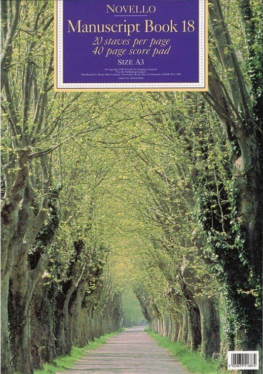 Novello Manuscript Book 18 A3 Score Pad 40 Pages 20 Staves Per Page
