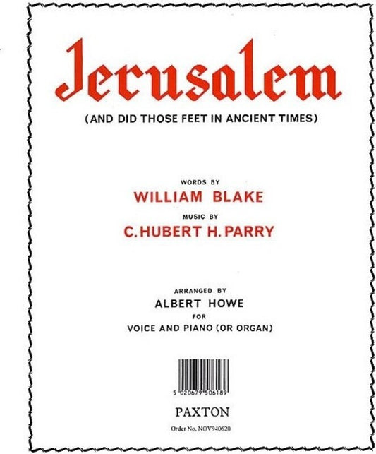 Parry Jerusalem Voice And Piano (Softcover Book)