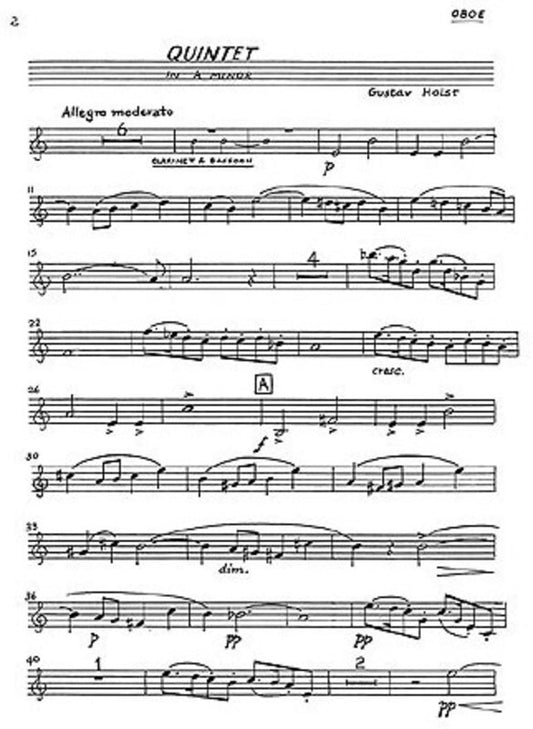 Holst Quintet A Min Op3 Piano/Wnds Parts(A (Softcover Book)