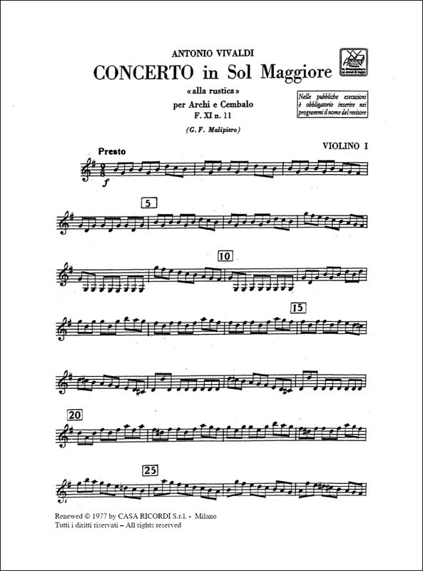 Concerto Per Archi E Bc In Sol Alla Book