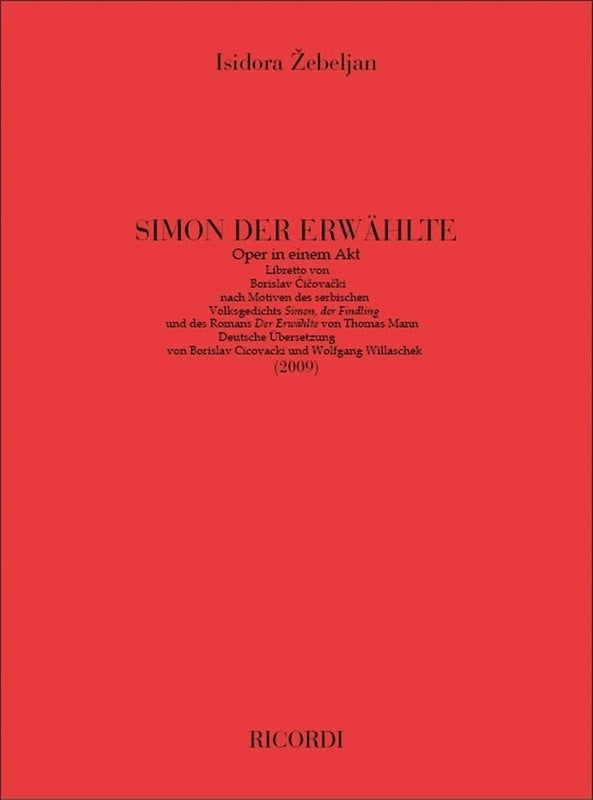 Zebeljan - Simon Der Erwahlte Opera Full Score Score