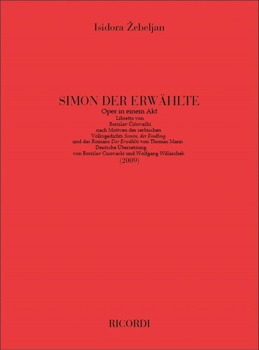 Zebeljan - Simon Der Erwahlte Opera Full Score Score