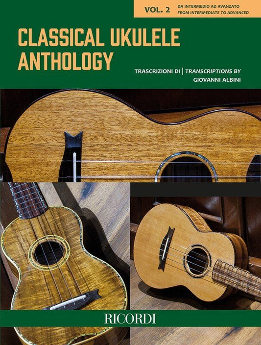 Classical Ukulele Anthology Vol 2 by Giovanni Albini, 44 Pages, Standard Notation & TAB, Fingerstyle Techniques, Re-entrant & Linear Tunings
