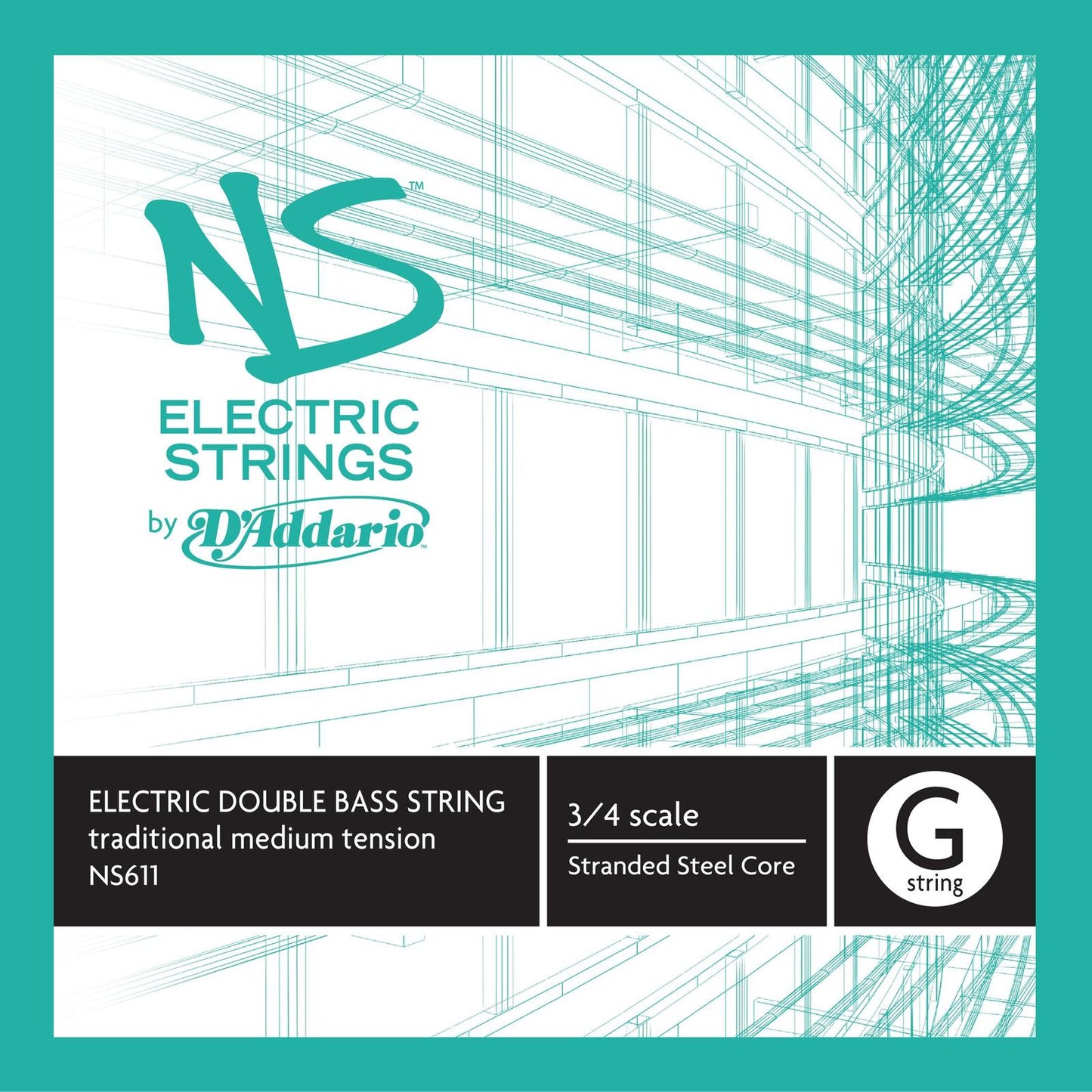 D'Addario NS Electric Traditional Bass Single G String, 3/4 Scale, Medium Tension