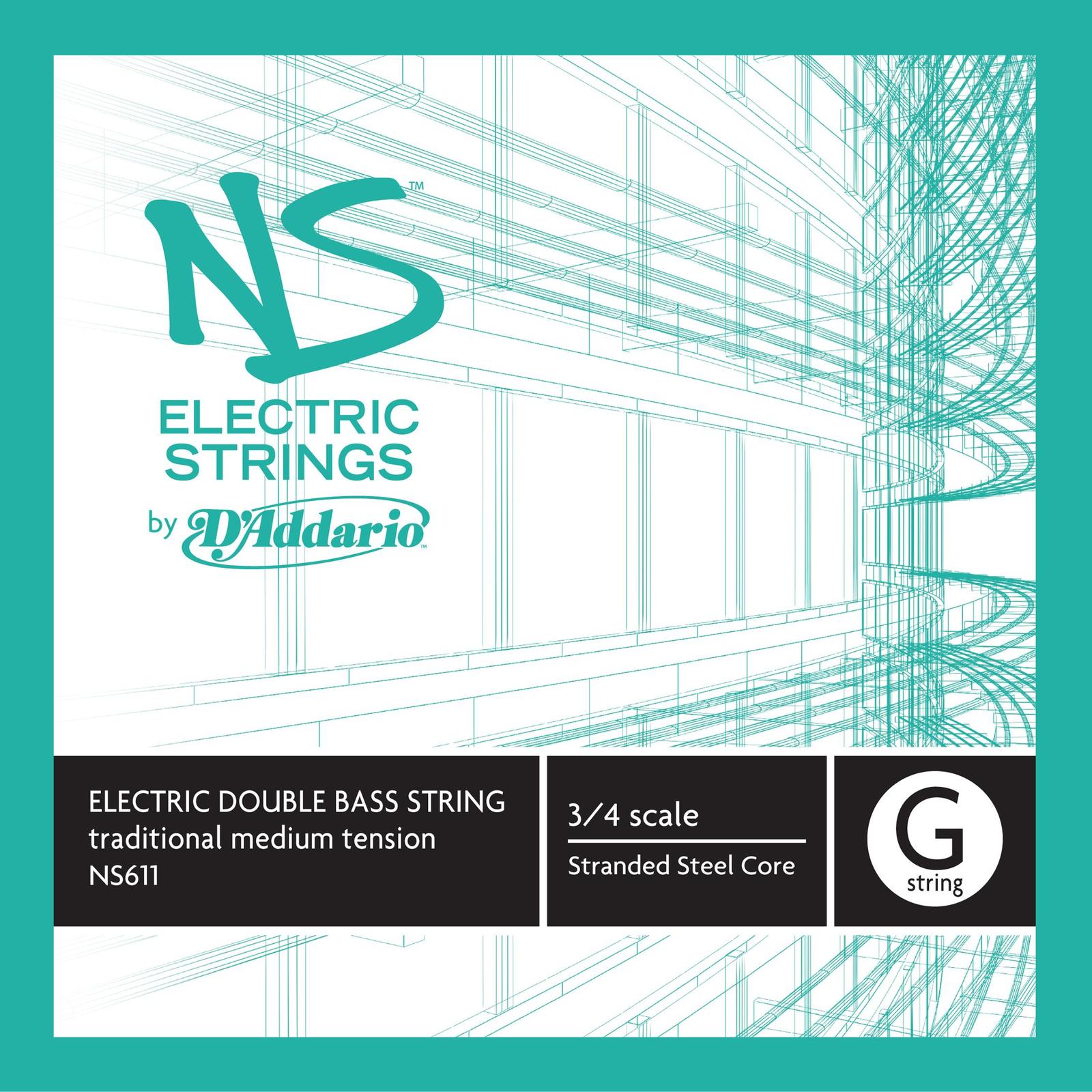 D'Addario NS Electric Traditional Bass Single G String, 3/4 Scale, Medium Tension