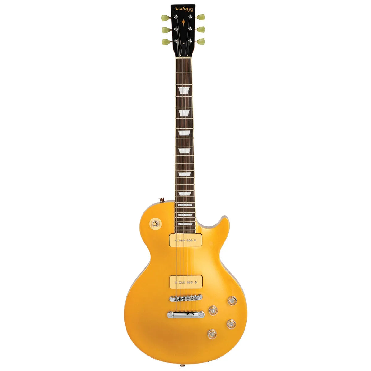 Northstar Pro NSP3-GT LP-Style Electric Guitar Metallic Gold Top with Mahogany Brown Back — view 2