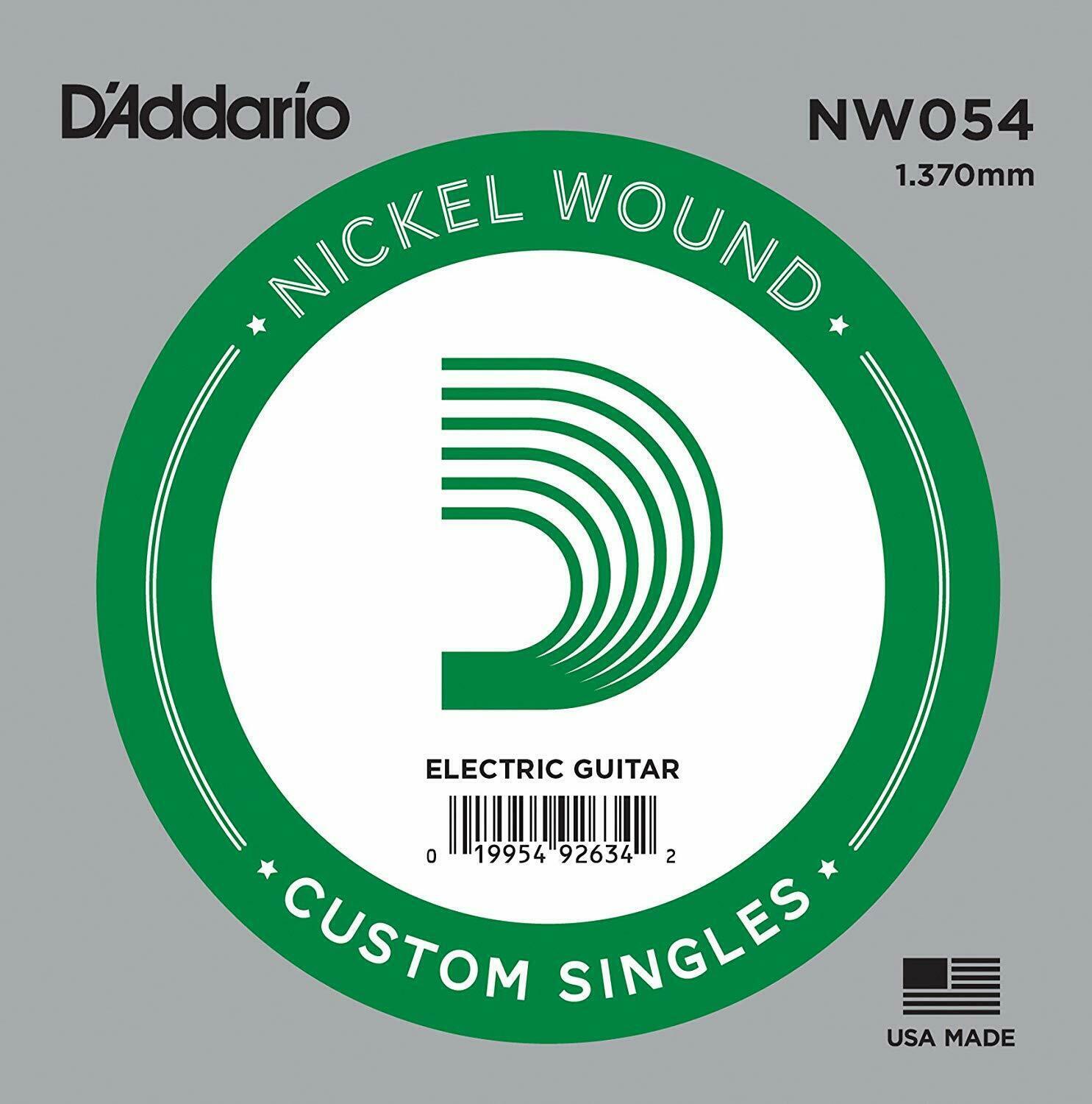 5 x D'Addario NW054 Single Nickel Wound .054 Electric Guitar Strings, String
