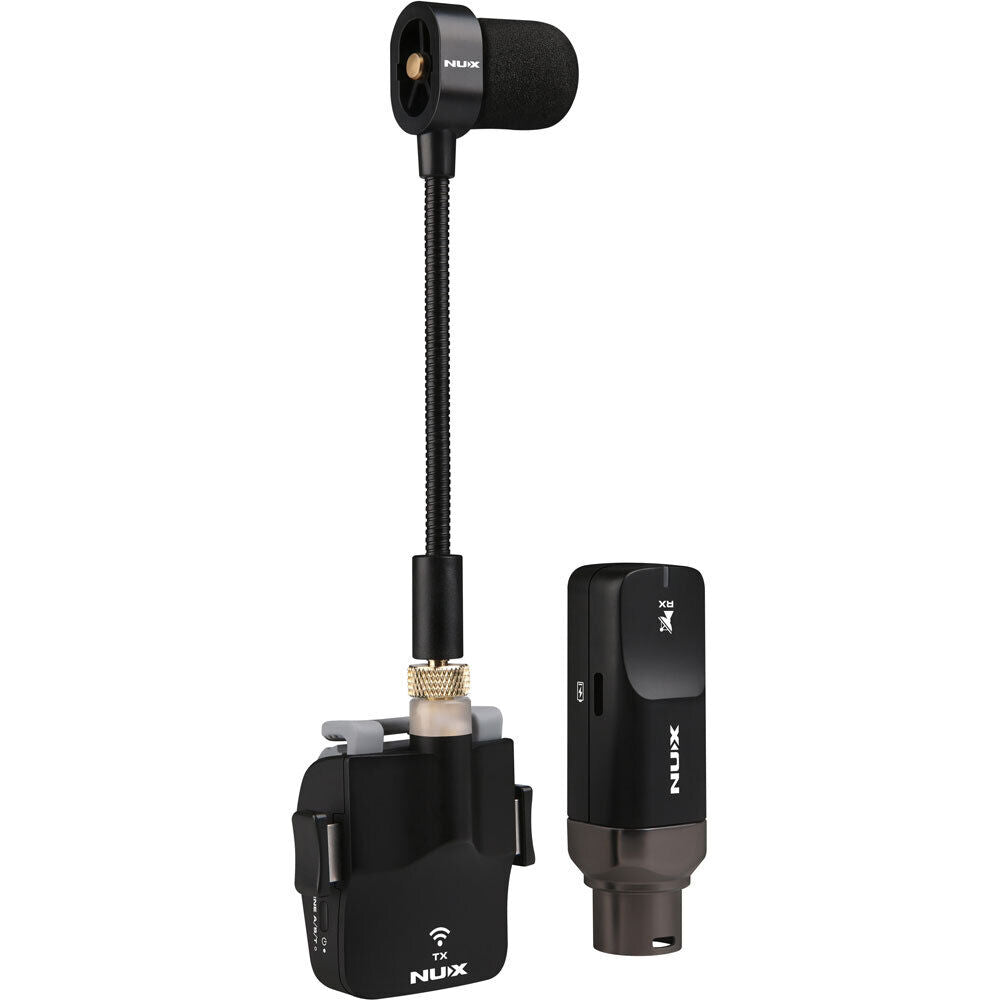 NUX B-6 Digital 2.4GHz Wireless System for Saxophone with Gooseneck Microphone and Charging Storage Case